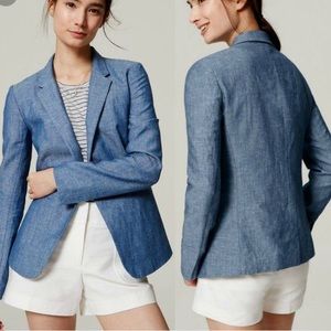 Loft chambray blazer. Size 2P